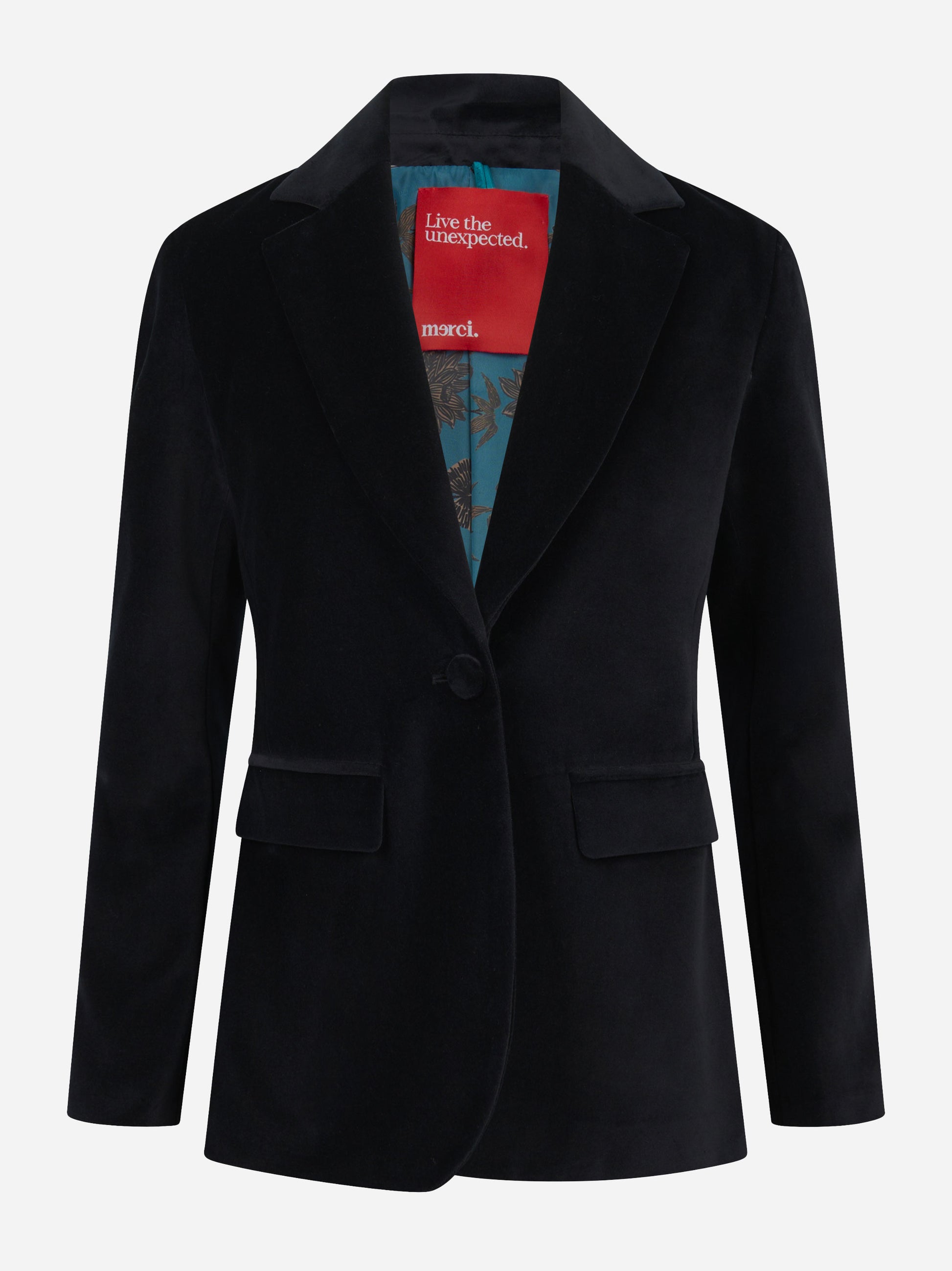 Blazer in velluto liscio nero
