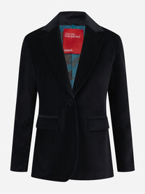 Blazer in velluto liscio nero