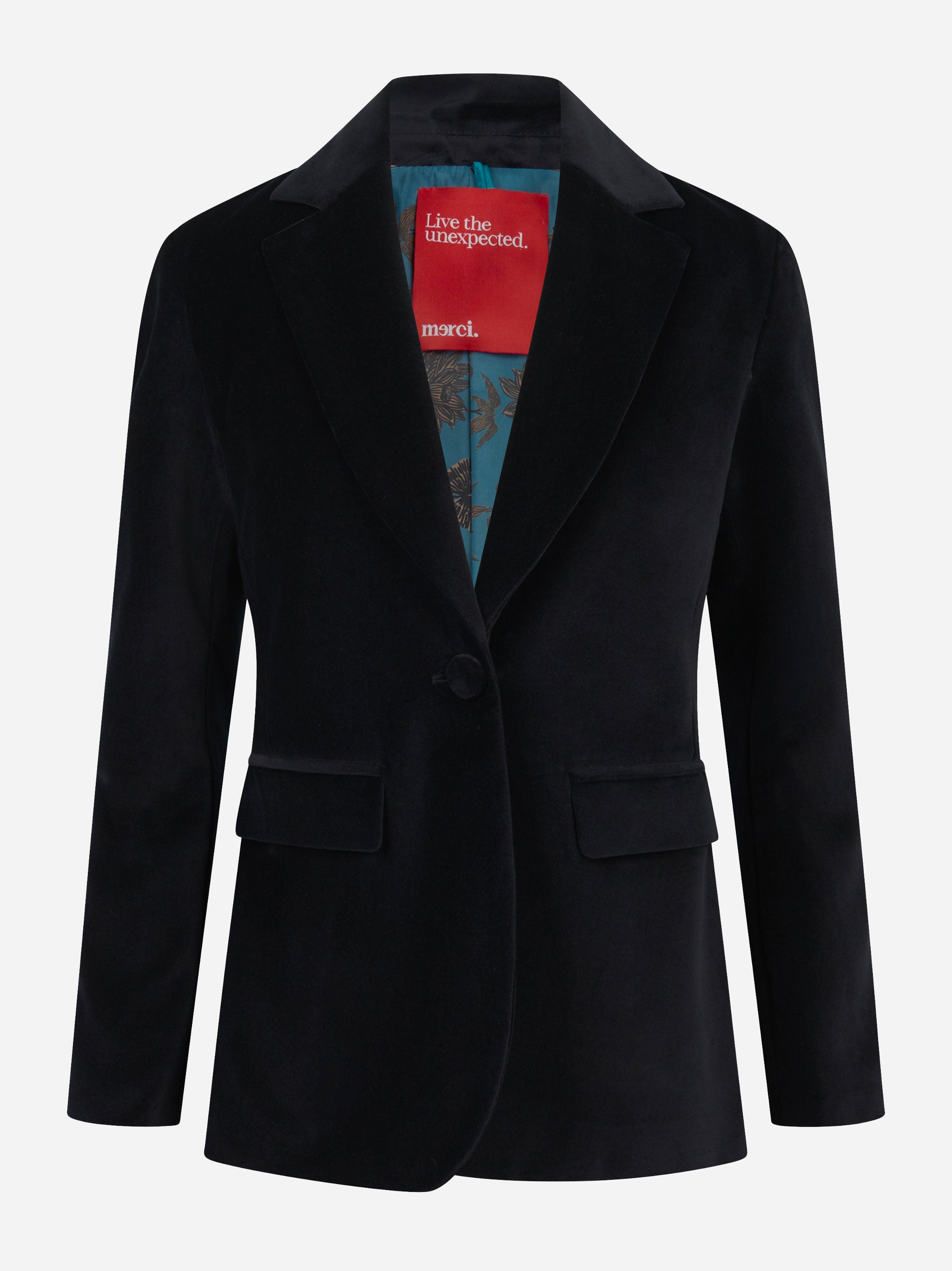 Blazer in velluto liscio nero