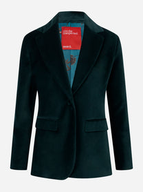 Blazer in velluto liscio verde