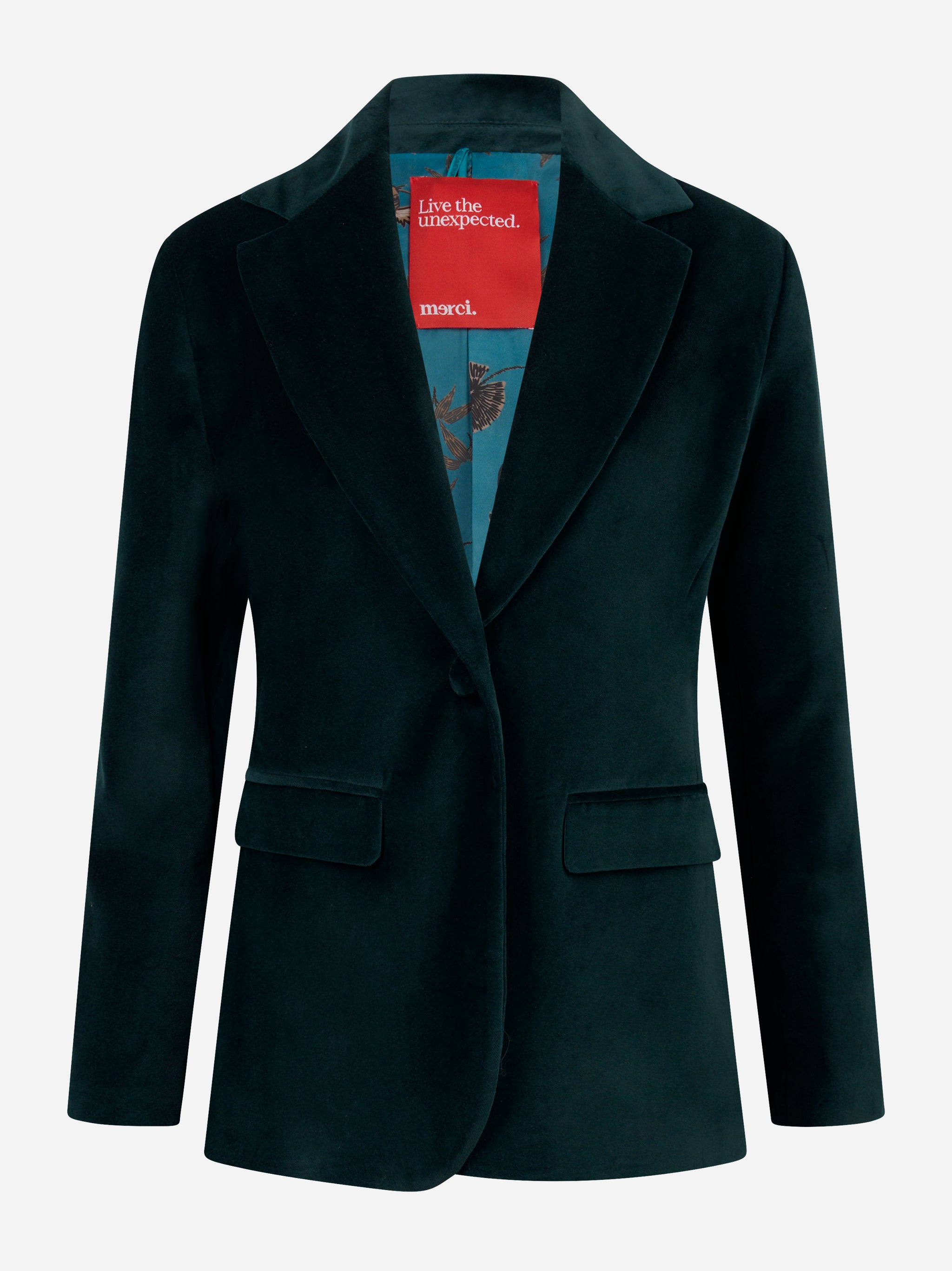Blazer in velluto liscio verde