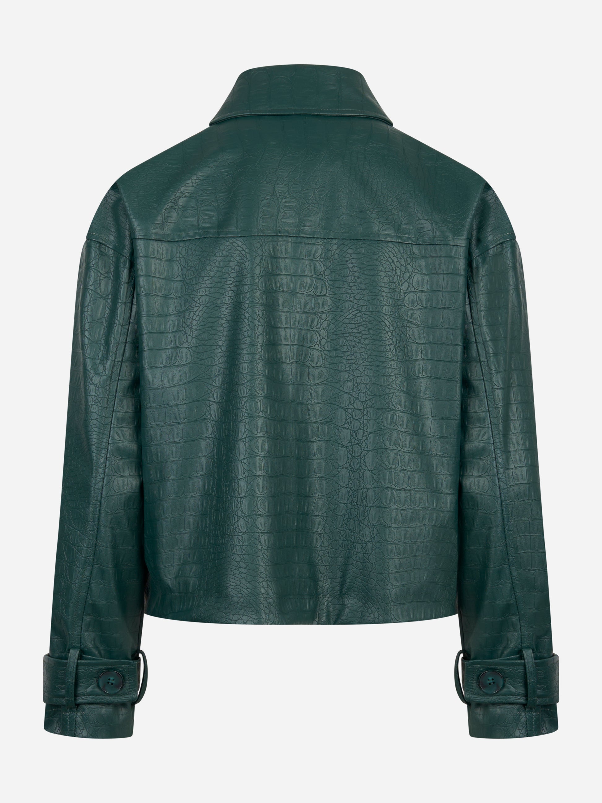 Giacca verde in ecopelle con tasche