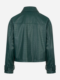 Giacca verde in ecopelle con tasche