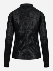 Giacca in pelle stretch nera con zip