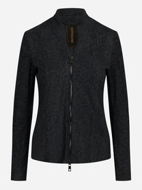 Giacca in pelle stretch con motivo animalier