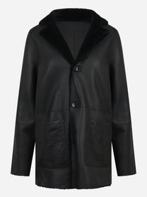 Shearling double con bottoni nero