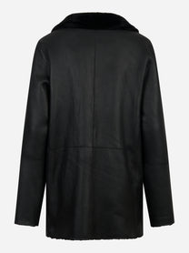 Shearling double con bottoni nero