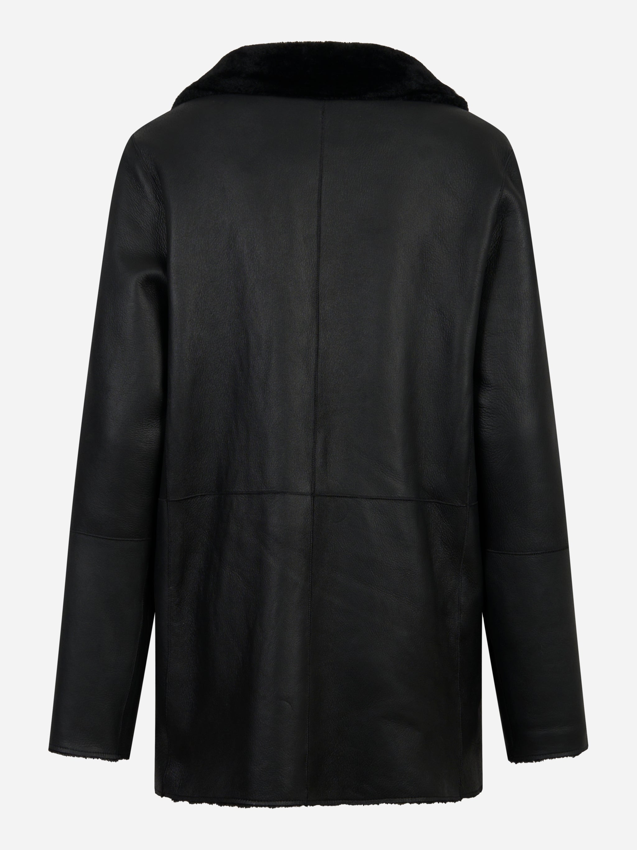 Shearling double con bottoni nero