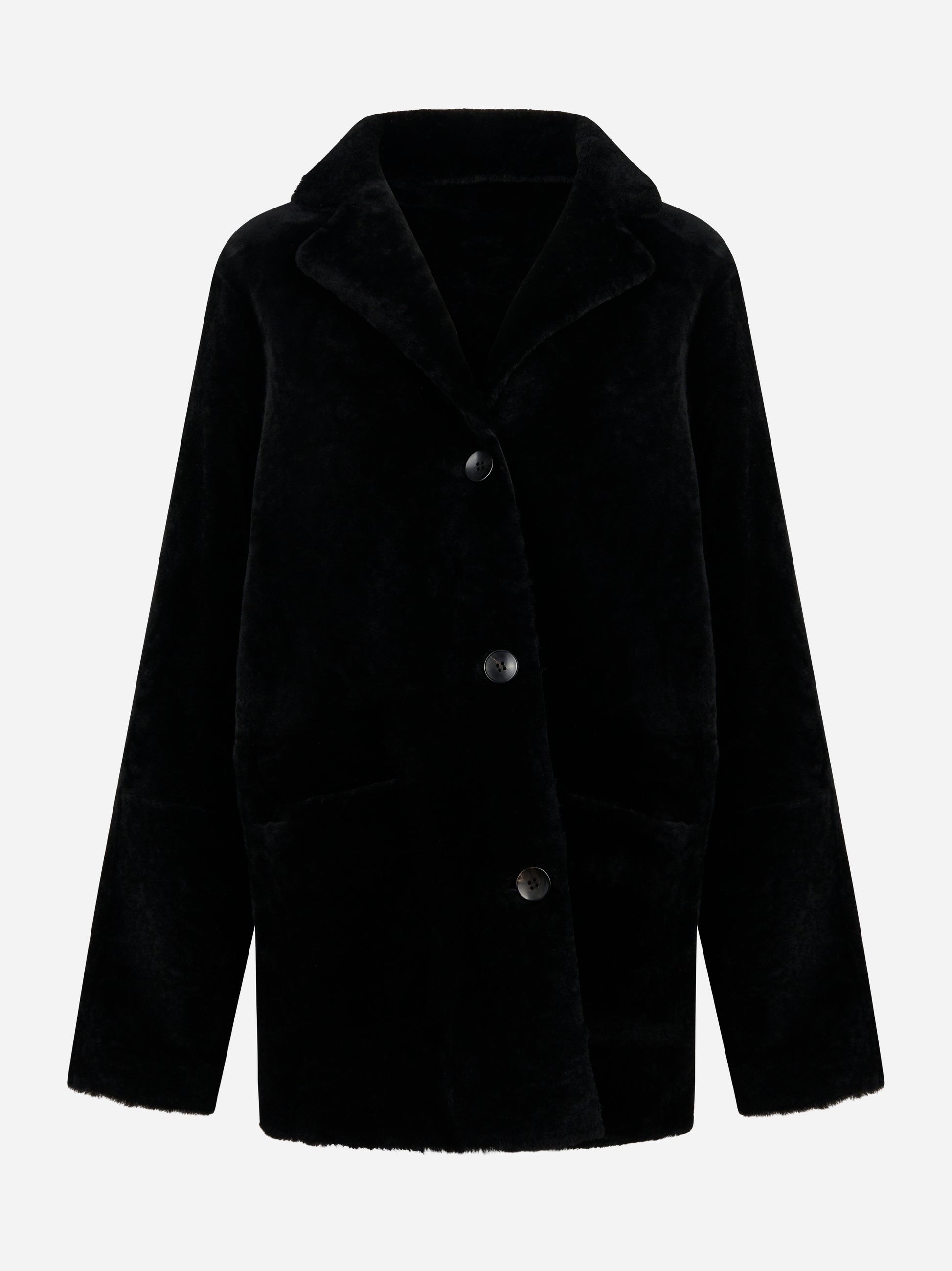 Shearling double con bottoni nero