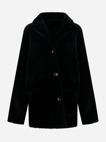 Shearling double con bottoni nero