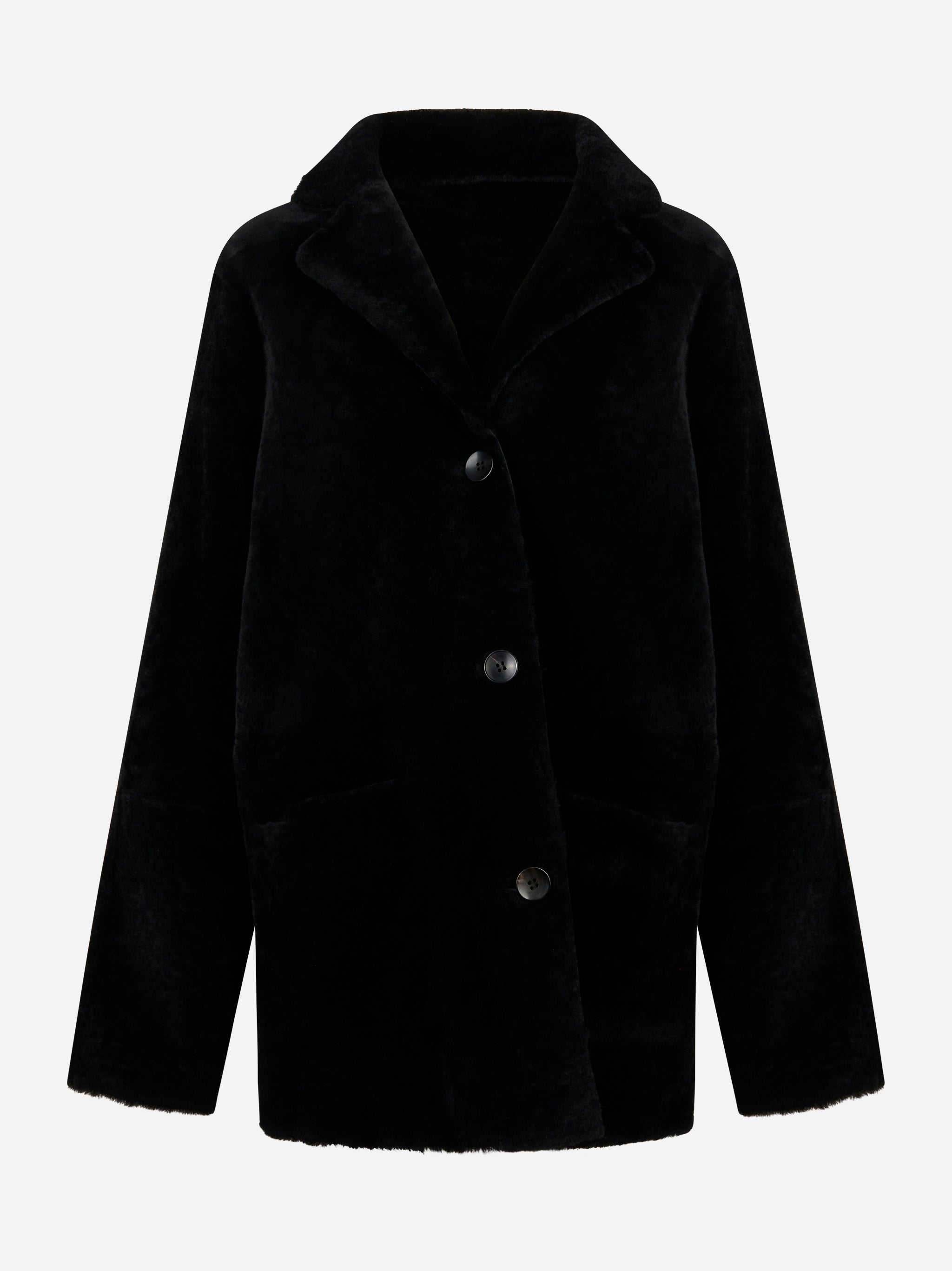 Shearling double con bottoni nero