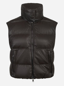 Giltet in pelle con interno in piuma marrone