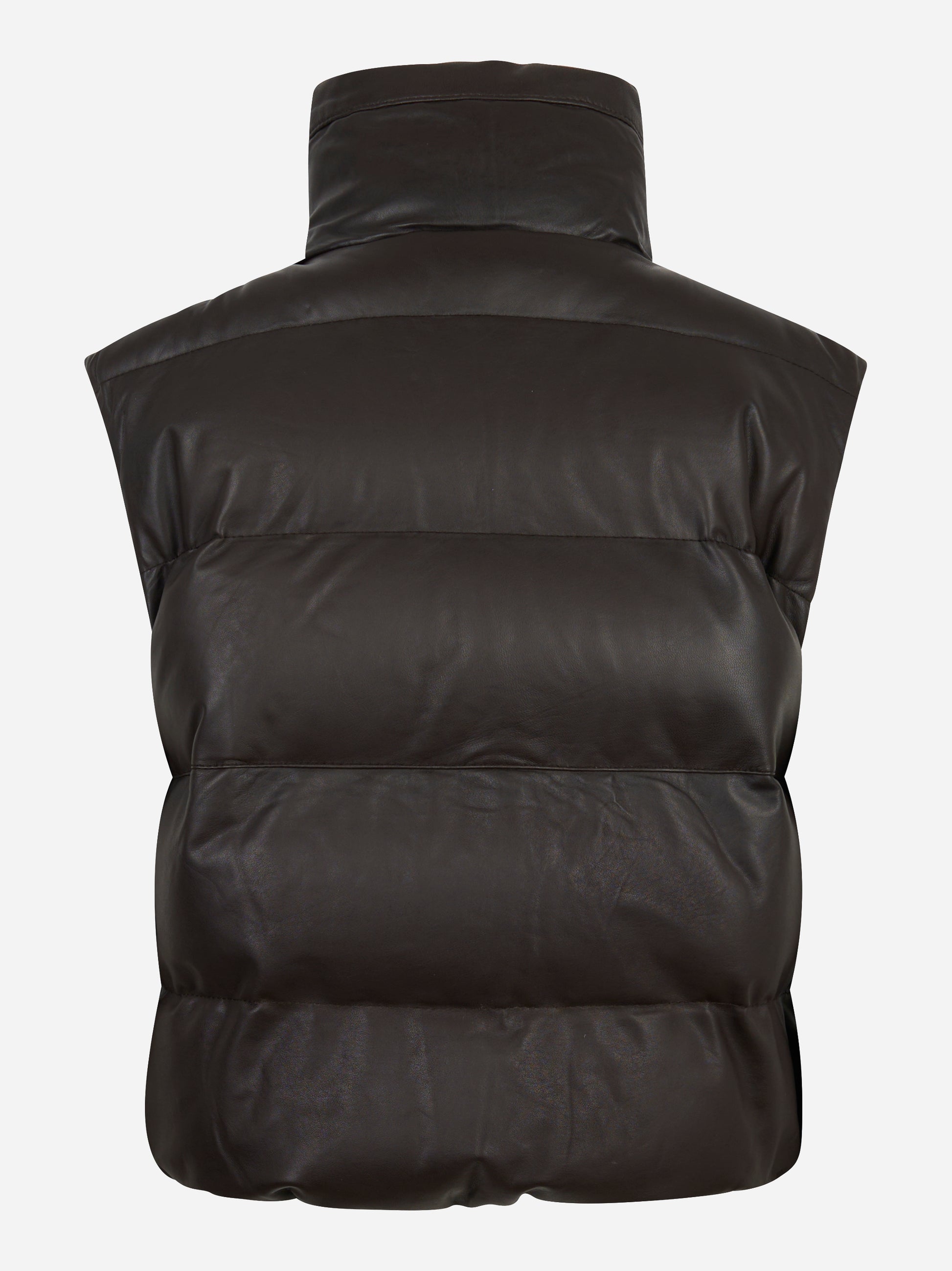 Giltet in pelle con interno in piuma marrone