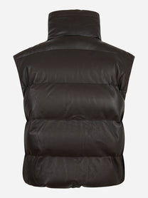 Giltet in pelle con interno in piuma marrone