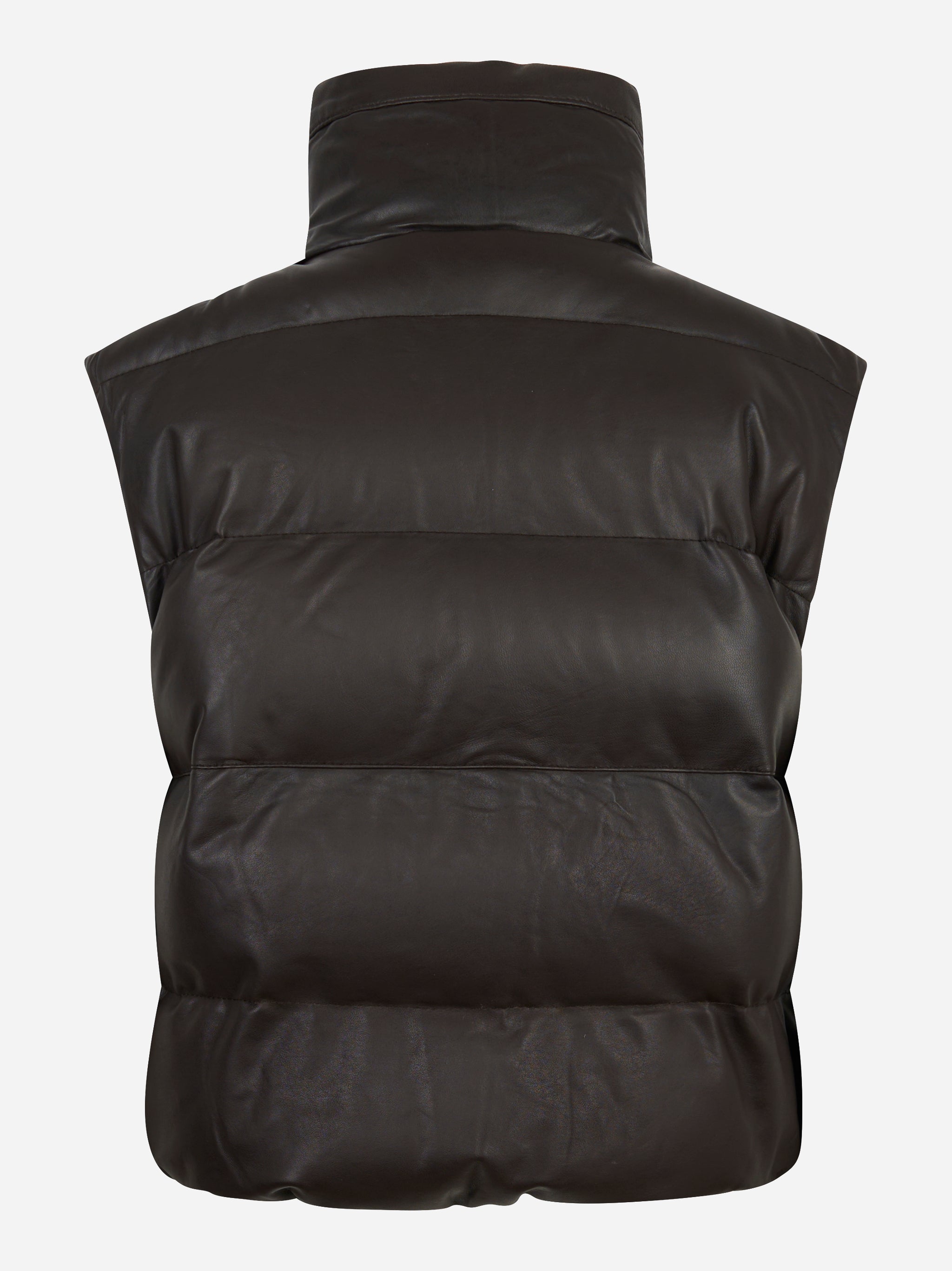 Giltet in pelle con interno in piuma marrone