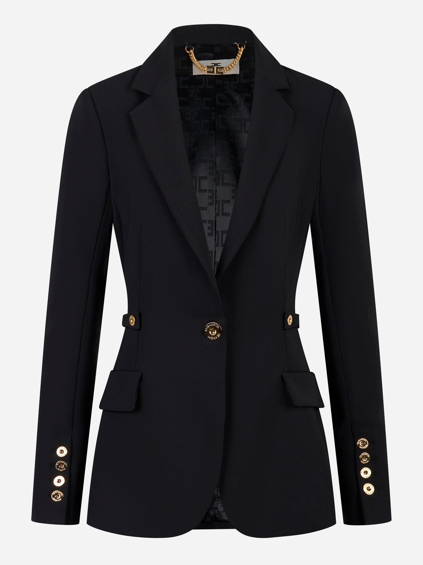 Elisabetta Franchi Giacca in crepe leggero con dettagli gioiello GI17556E2110
