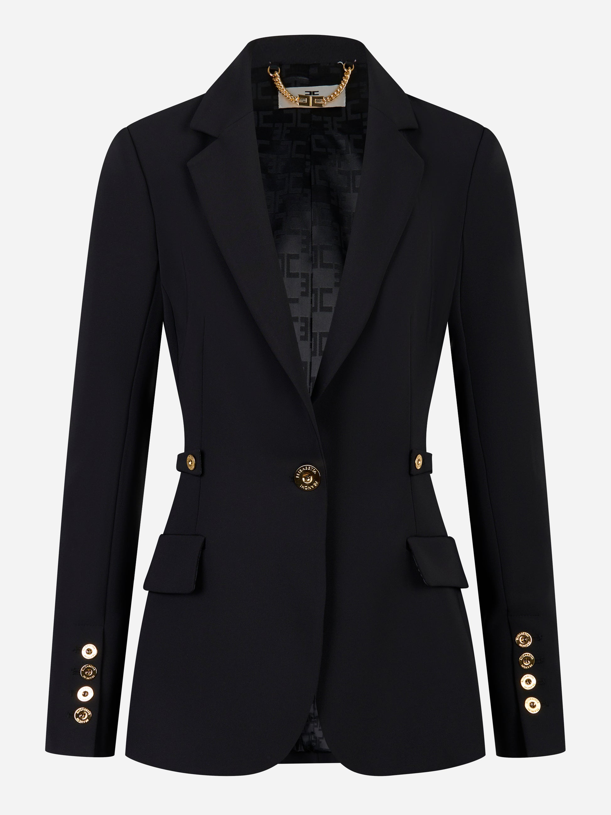 Elisabetta Franchi Giacca in crepe leggero con dettagli gioiello GI17556E2110