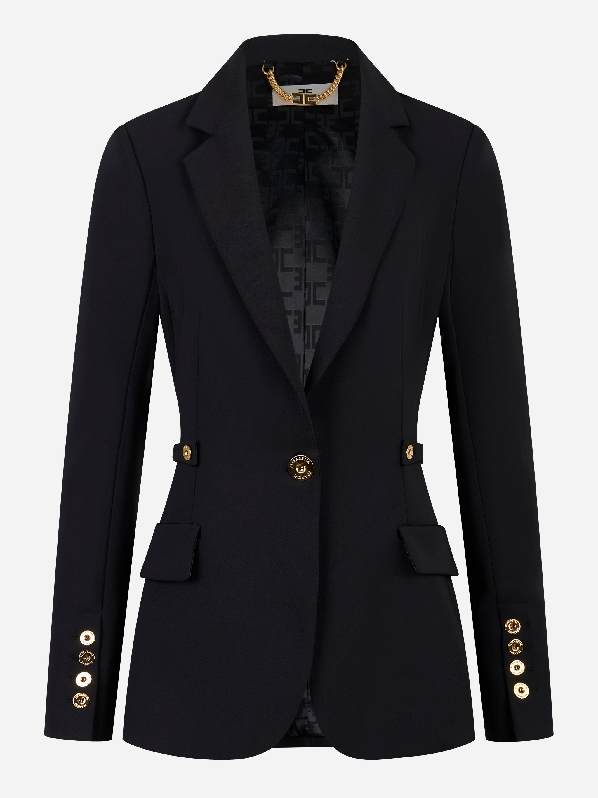 Elisabetta Franchi Giacca in crepe leggero con dettagli gioiello GI17556E2110