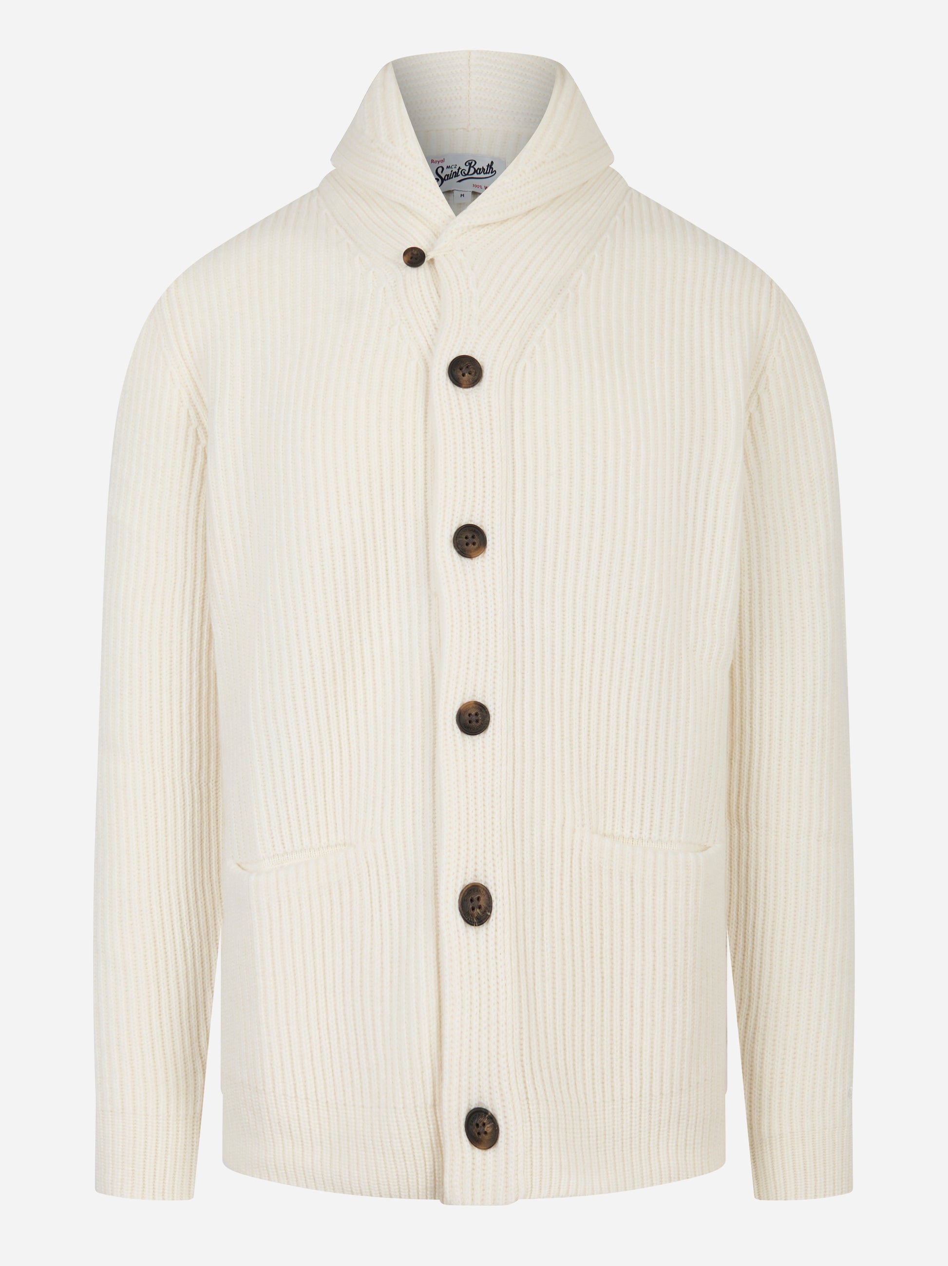 Cardigan Glasgow in lana Bianco