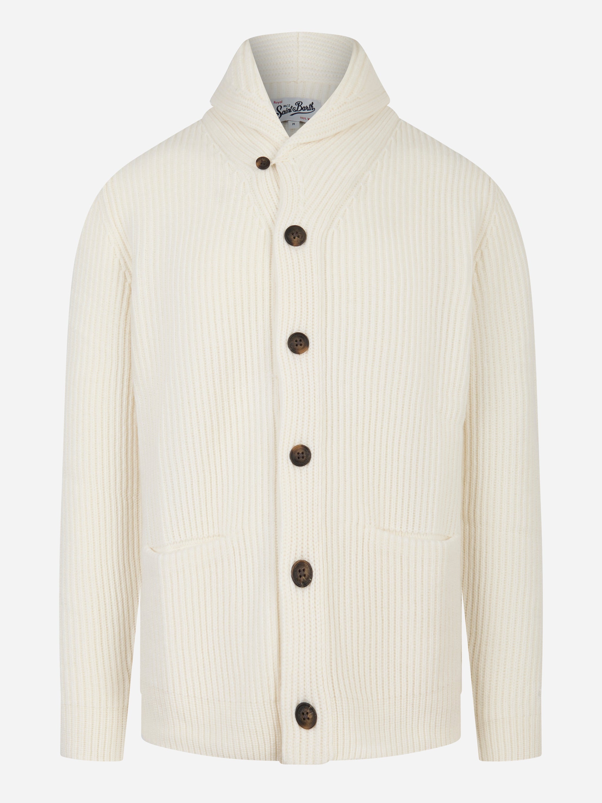 Cardigan Glasgow in lana Bianco