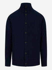 Cardigan Galway in lambswool Blu