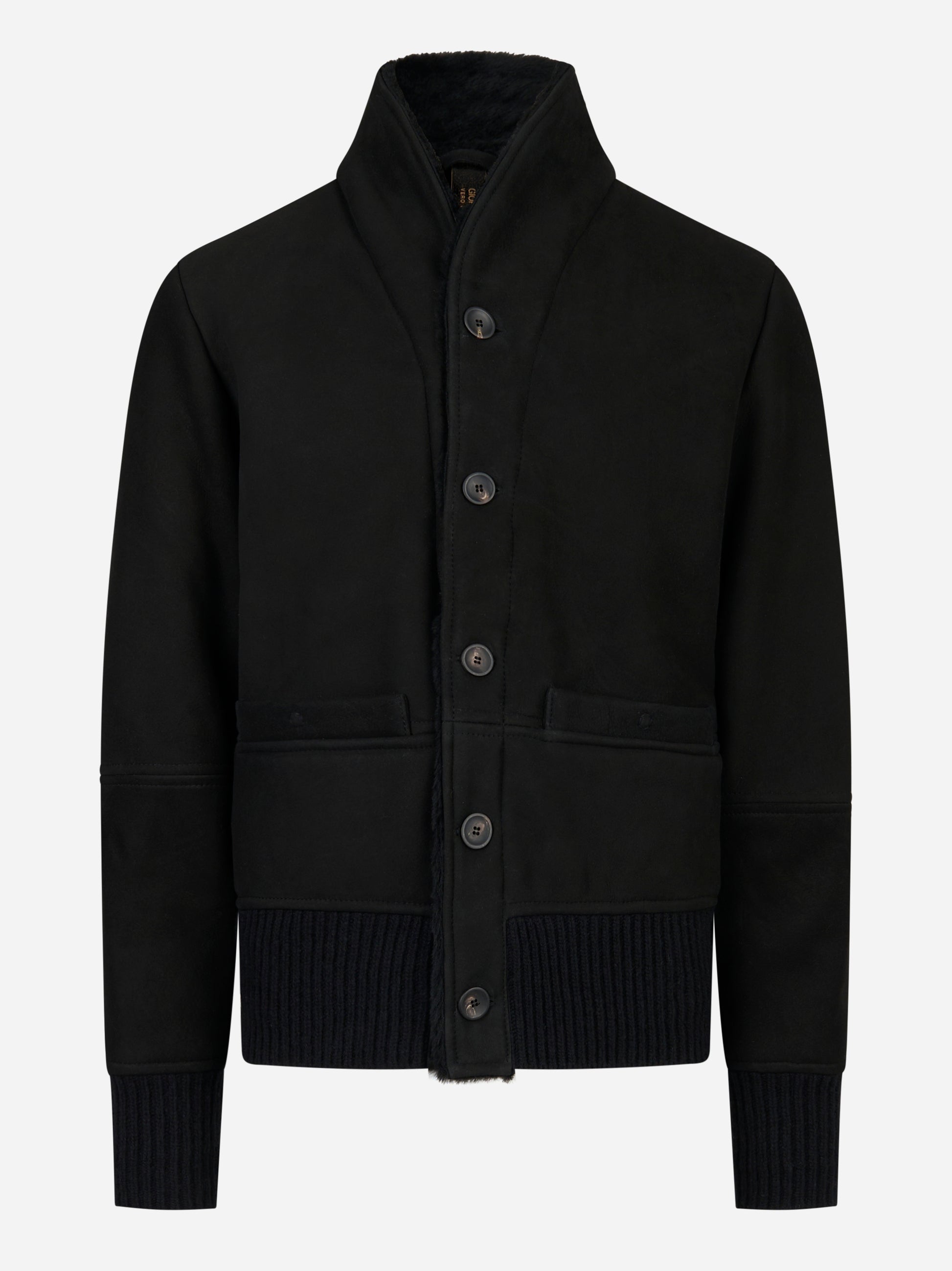 Cardigan in shearling nero