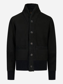 Cardigan in shearling nero
