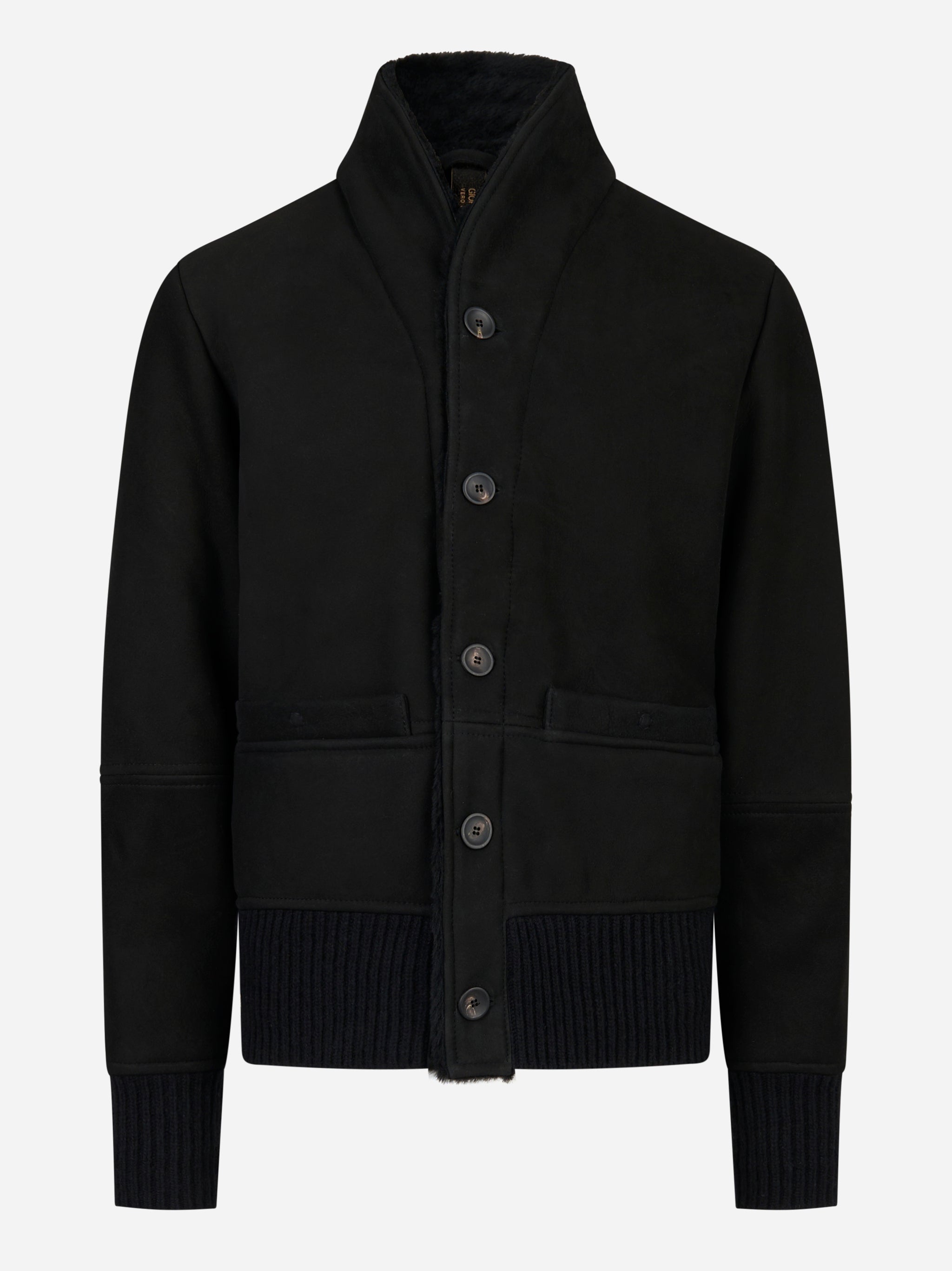 Cardigan in shearling nero