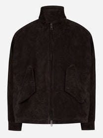 Giacca oversize marrone in vitellino velour