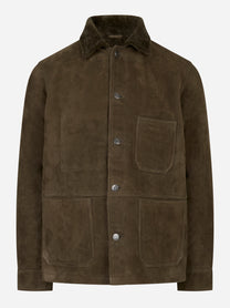 Giacca con tasche in shearling verde