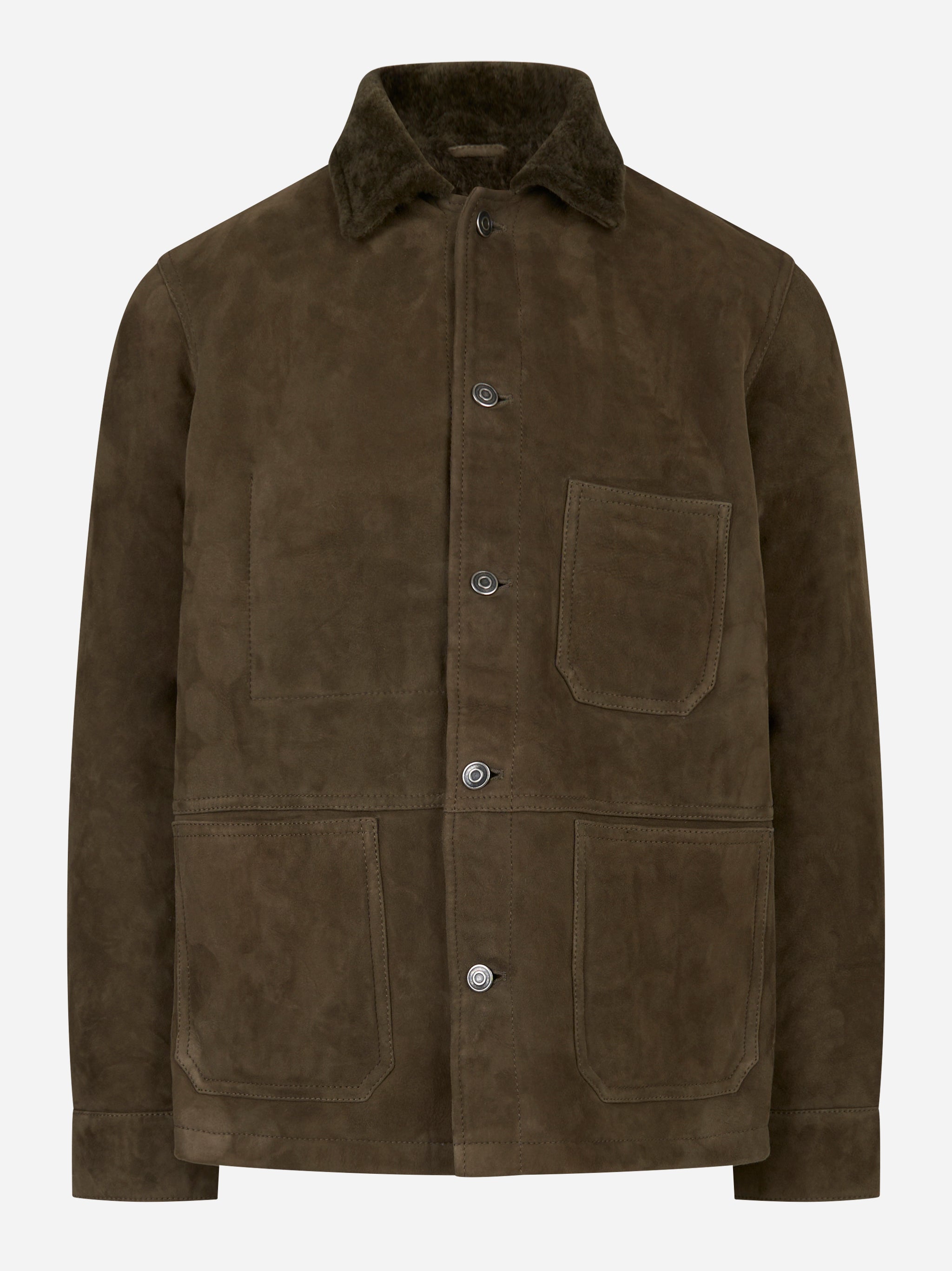Giacca con tasche in shearling verde