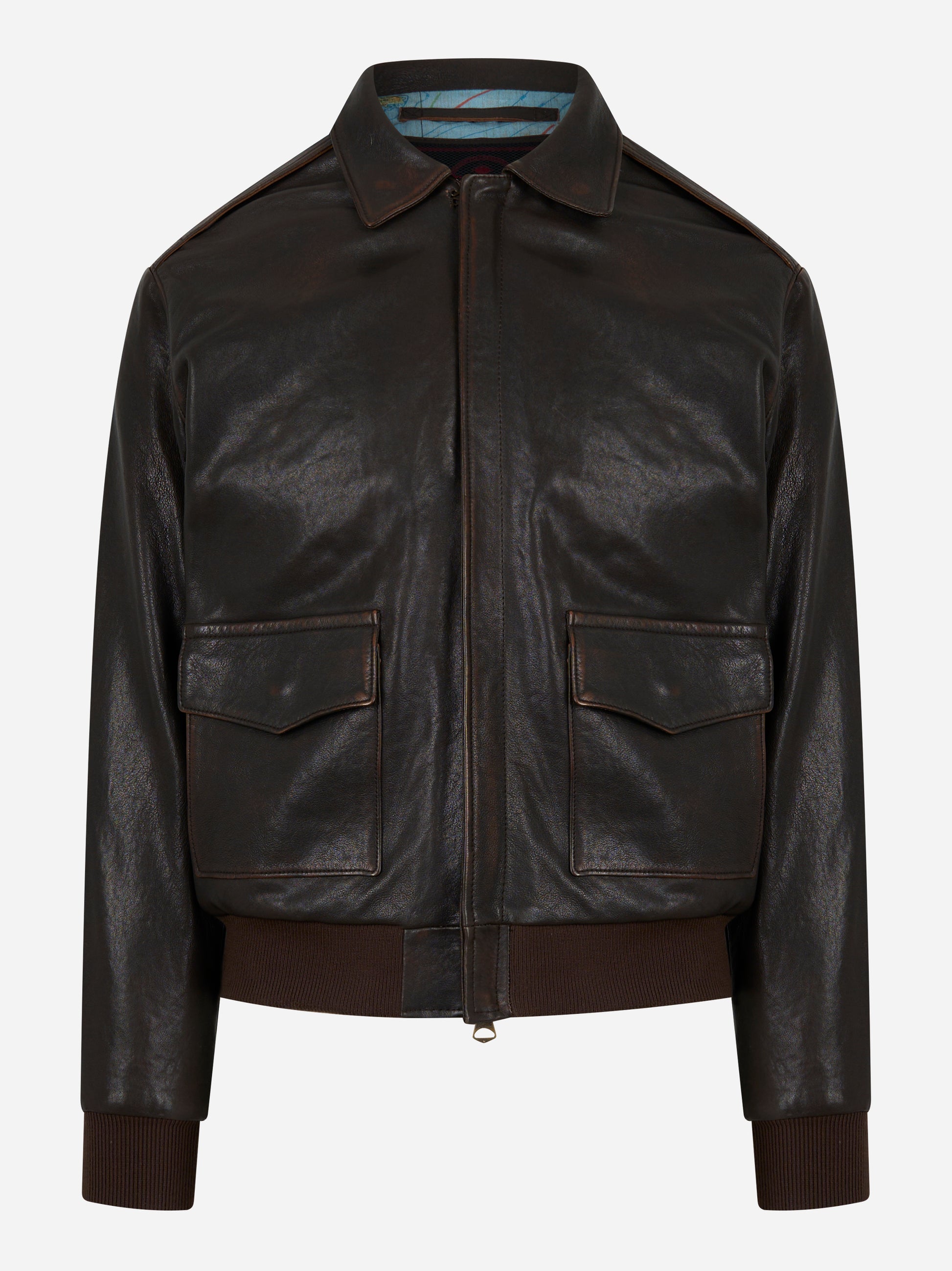 Giacca in pelle con effetti vintage A2 Marrone