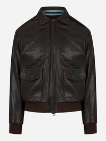Giacca in pelle con effetti vintage A2 Marrone