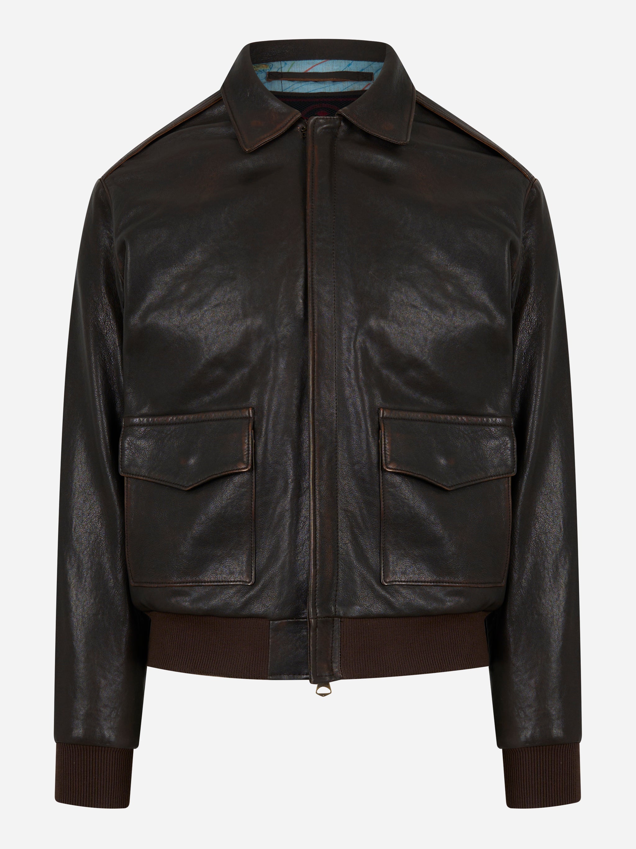 Giacca in pelle con effetti vintage A2 Marrone