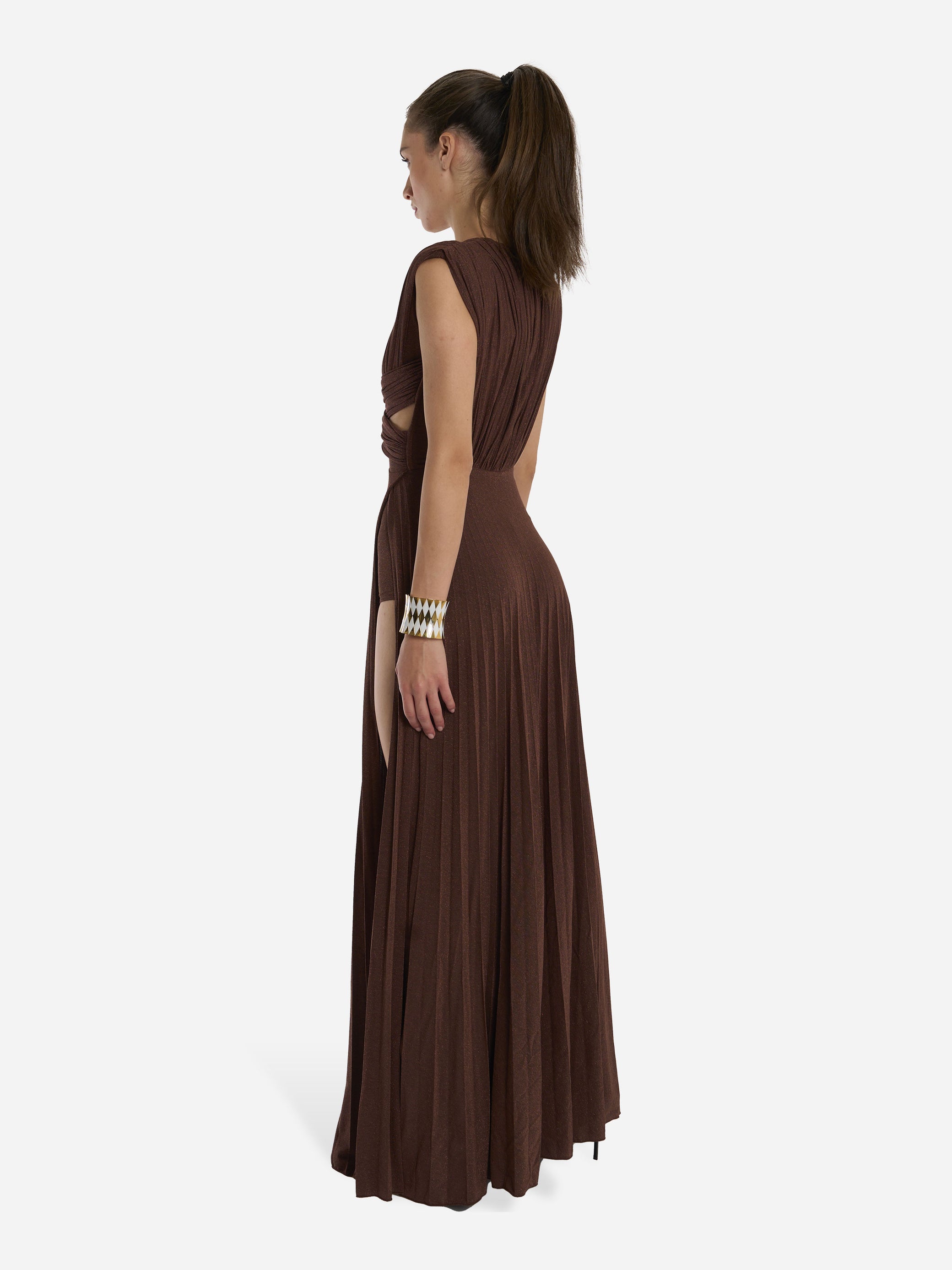 Abito Red Carpet in jersey lurex Marrone