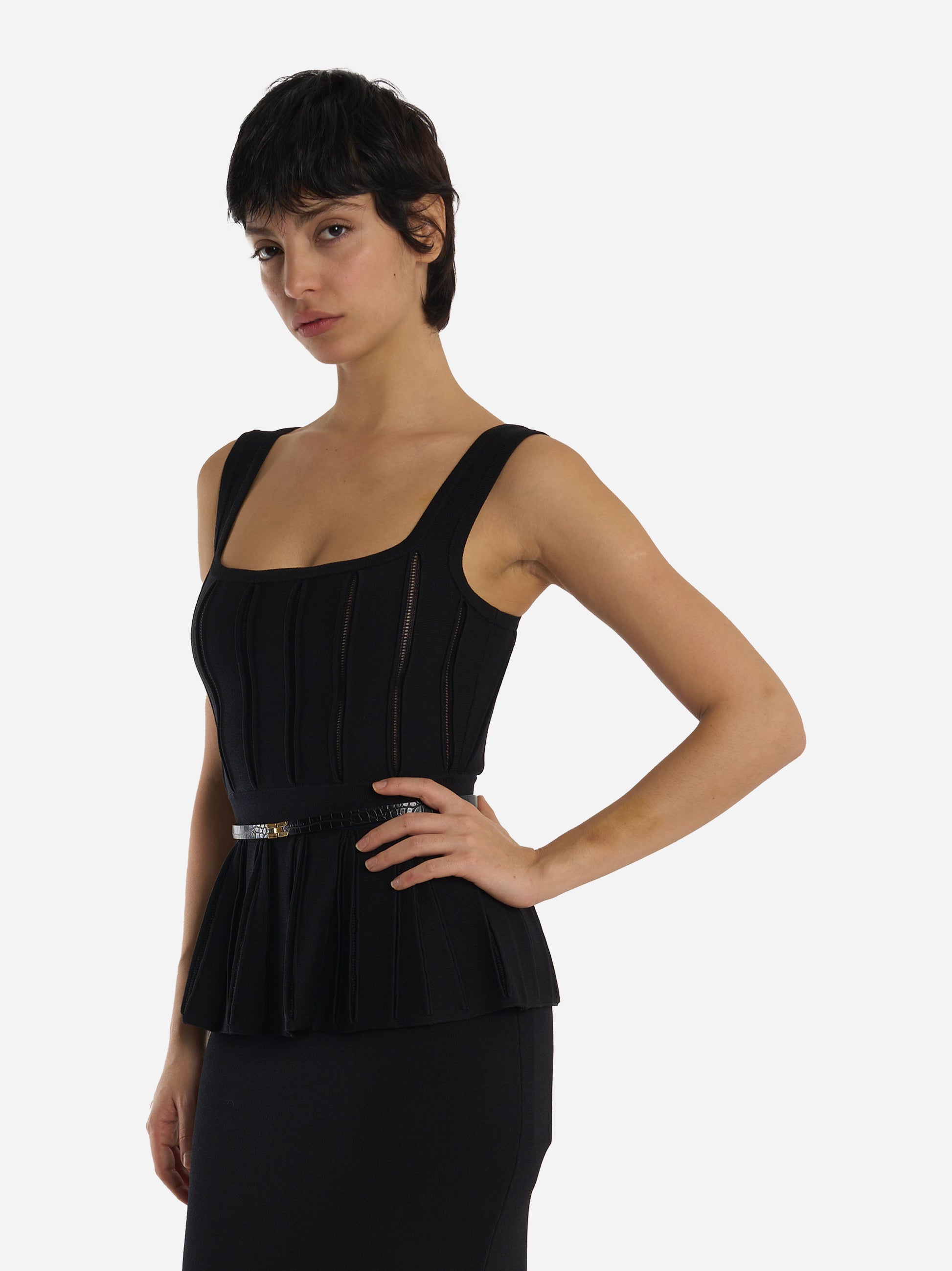 Abito Red Carpet in maglia con baschina Nero