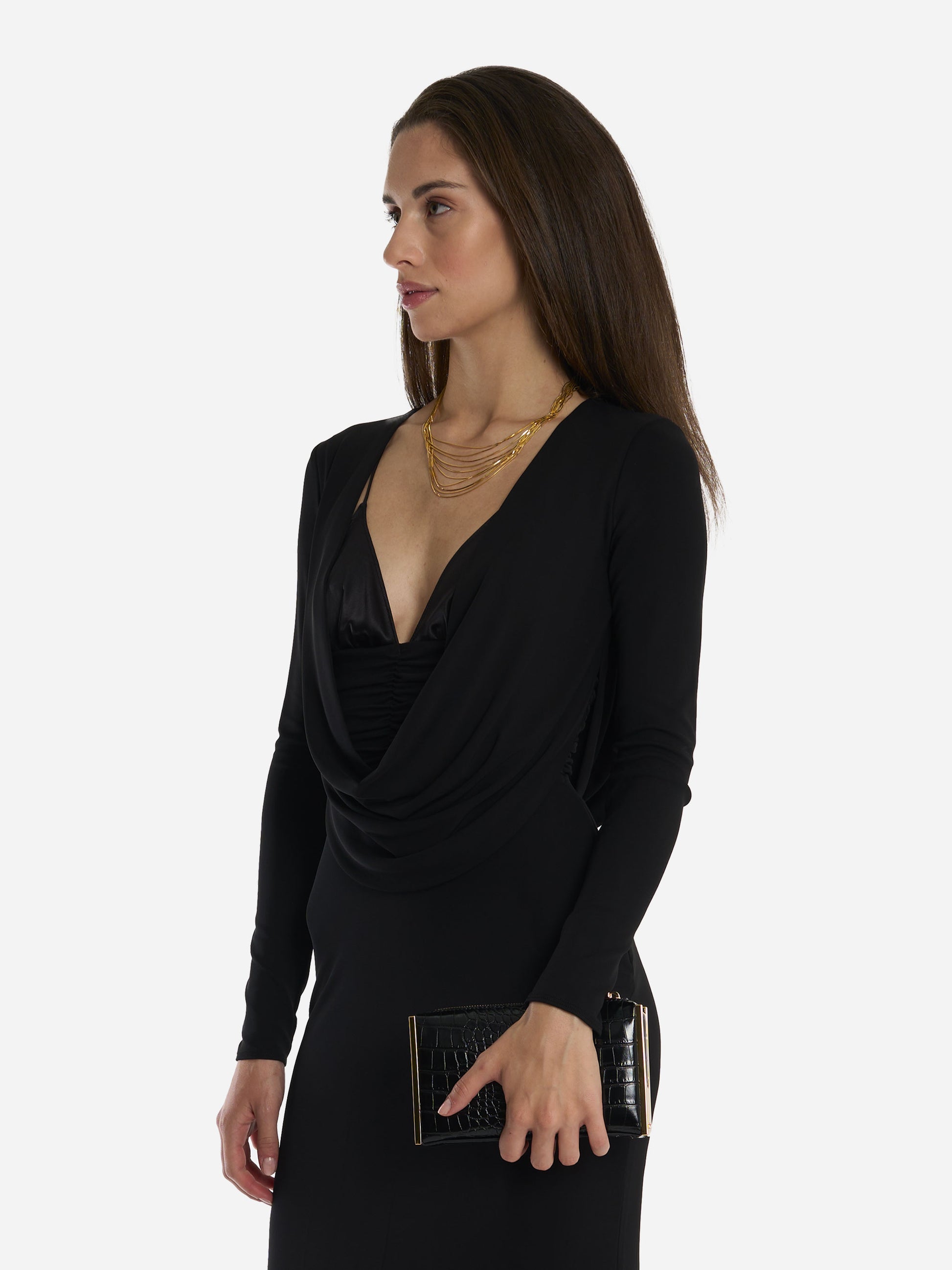 Abito Red Carpet in jersey crepe fluido Nero