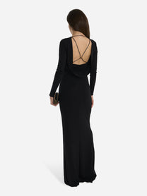 Abito Red Carpet in jersey crepe fluido Nero