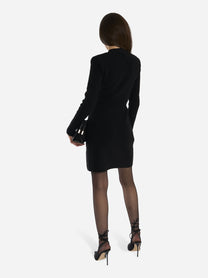 Mini abito in maglia con decorazioni gioiello Nero