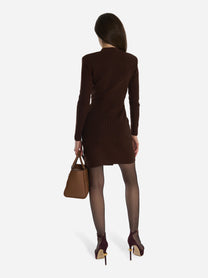 Mini abito in maglia con decorazioni gioiello Marrone