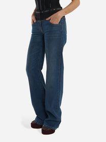 Pantalone in denim e crepe leggero Blu