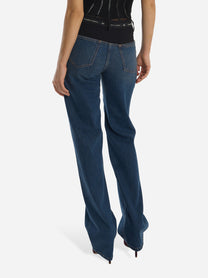 Pantalone in denim e crepe leggero Blu