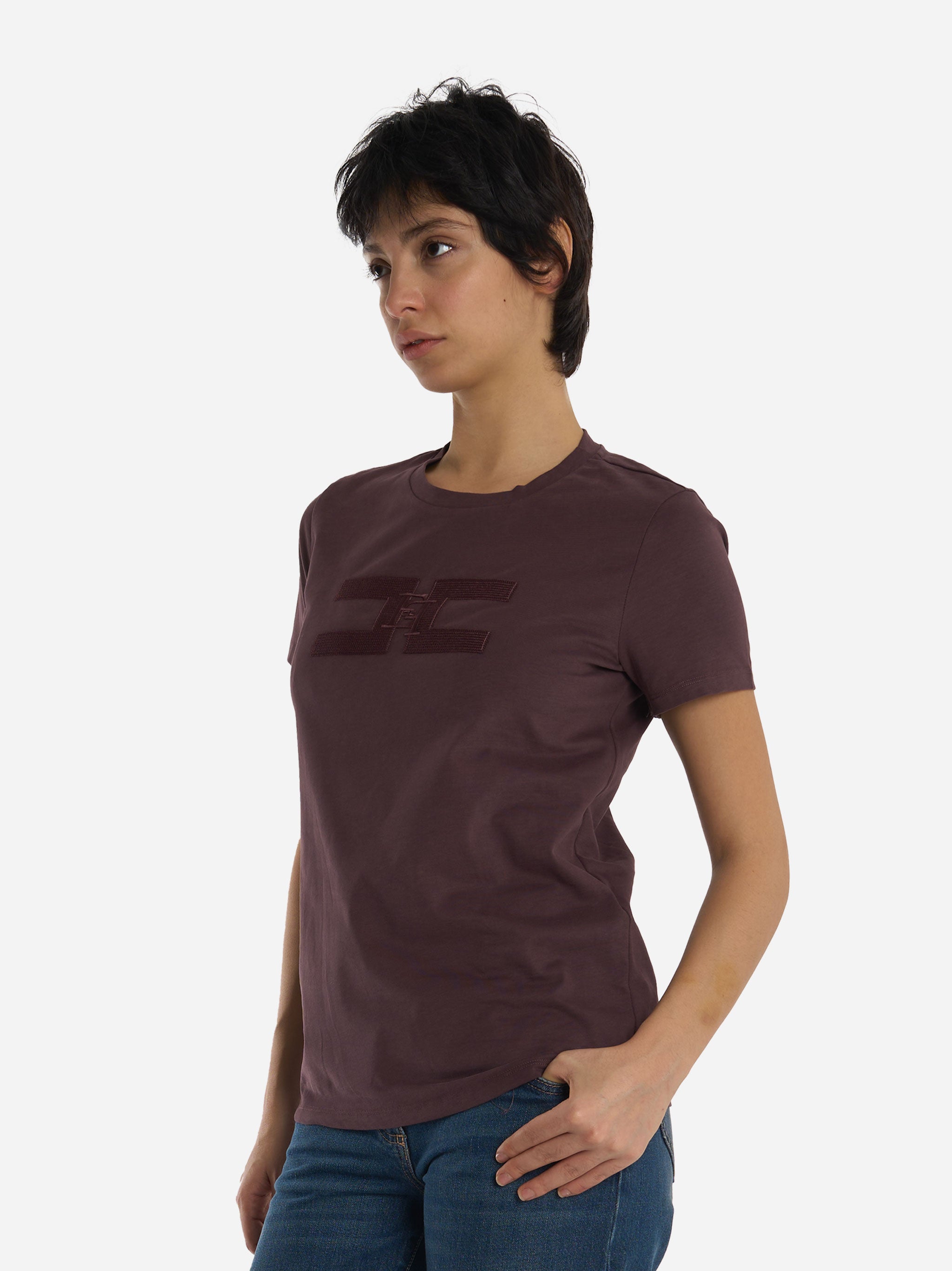 T-shirt in jersey di cotone Bordeaux