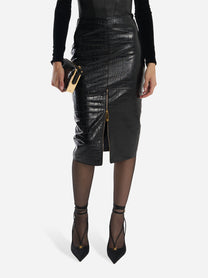Gonna con texture stampa cocco Nero