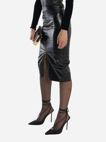 Gonna con texture stampa cocco Nero