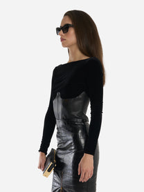 Top bustier in velluto Nero