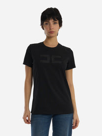 T-shirt in jersey di cotone Nera