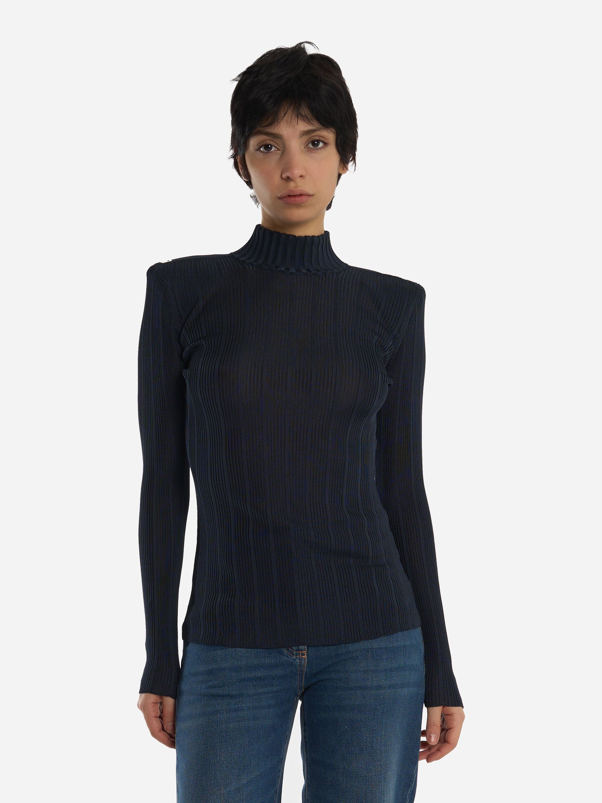 Maglia in filato di viscosa con dettagli logo Blu