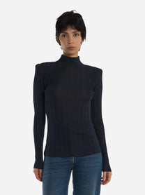 Maglia in filato di viscosa con dettagli logo Blu