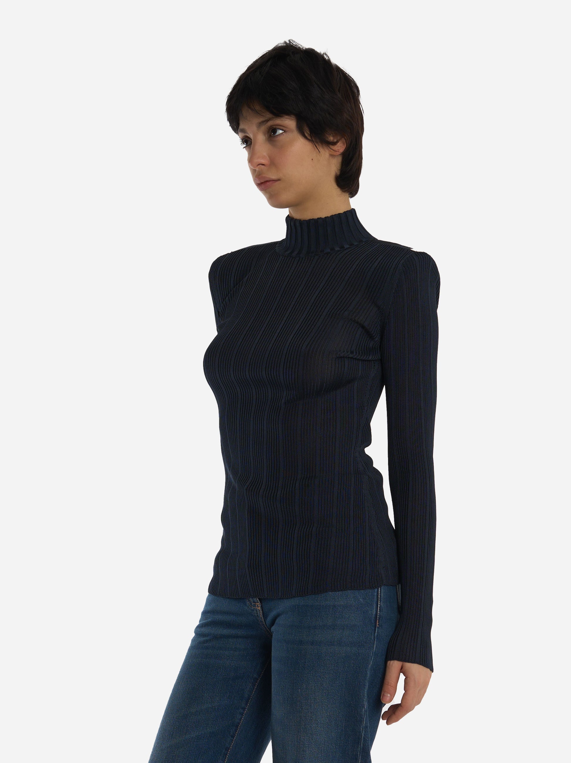 Maglia in filato di viscosa con dettagli logo Blu